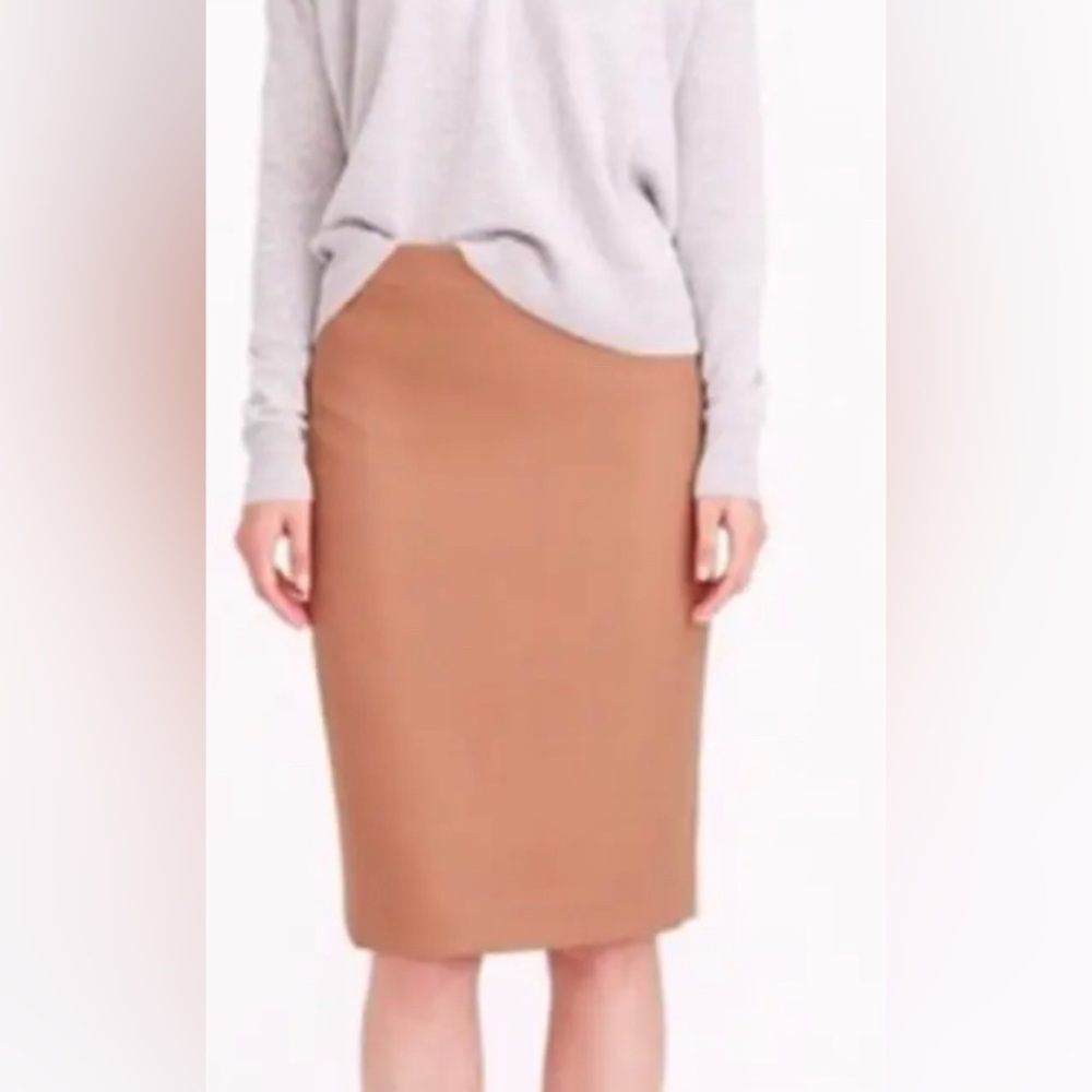 J. Crew Wool Blend Straight Pencil Skirt Brown Camel Size 4